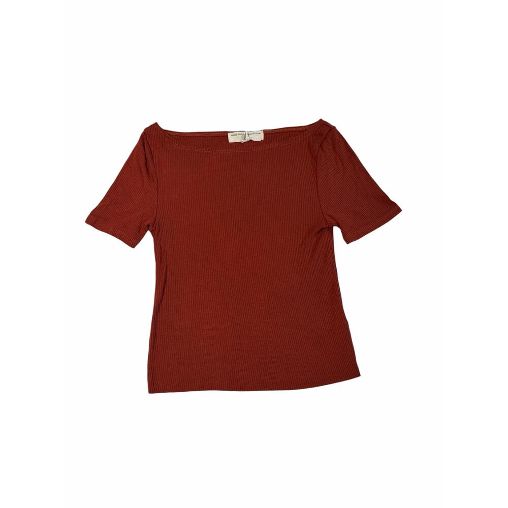 Urban Outfitters Project Social Teracotta Rust Boat Neck Sabrina Crop Top Medium